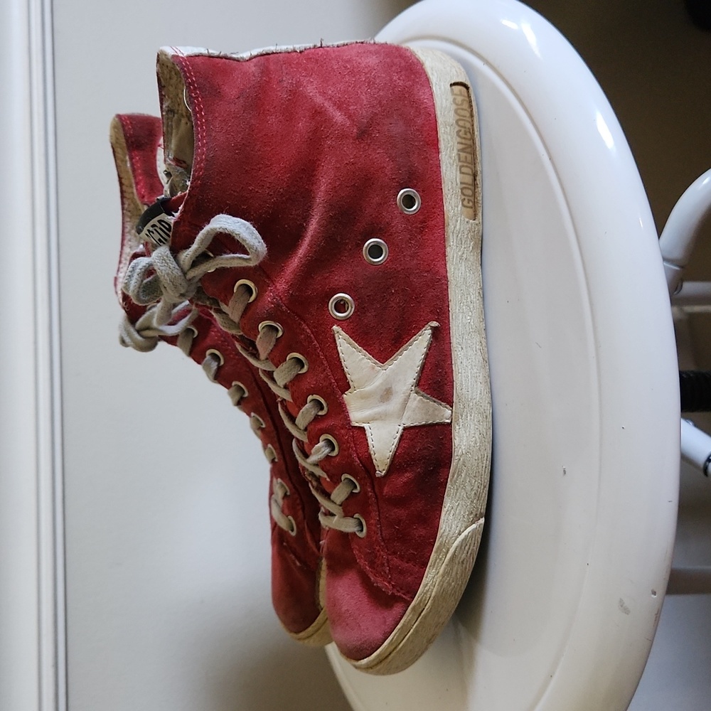 Golden Goose Red High-Top Sneakers
